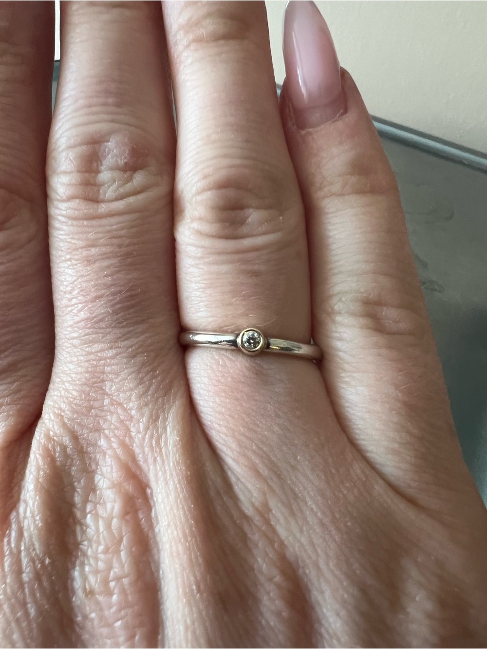 Pandora morning star diamond ring with gold bezel size 50 retired